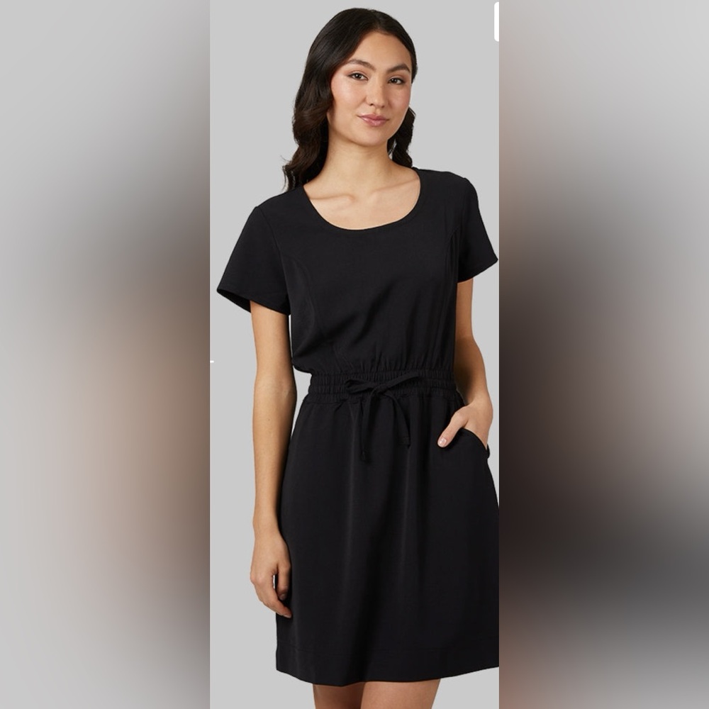 NWT 32 Degrees black drawstring dress
